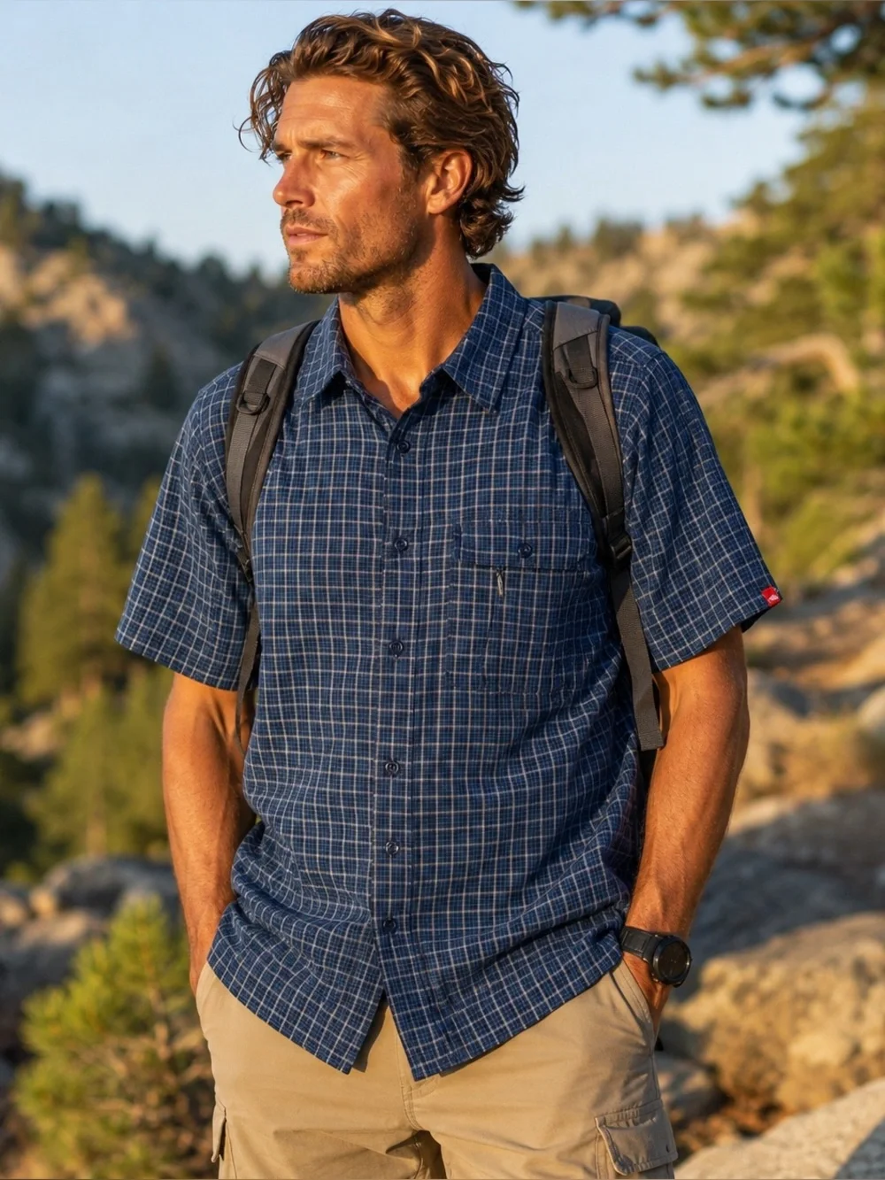 The North Face Men’s Sz M Vintage Y2K Plaid Modal Hiking Travel Shirt Gorpcore